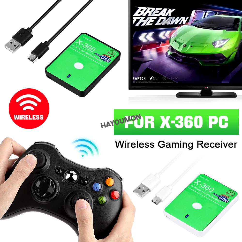 Pc Gaming Game - ตัวรับสัญญาณเกมไร้สายใหม่สำหรับ XBOX 360 อะแดปเตอร์สำหรับพีซี สำหรับจอยเกม Xbox360