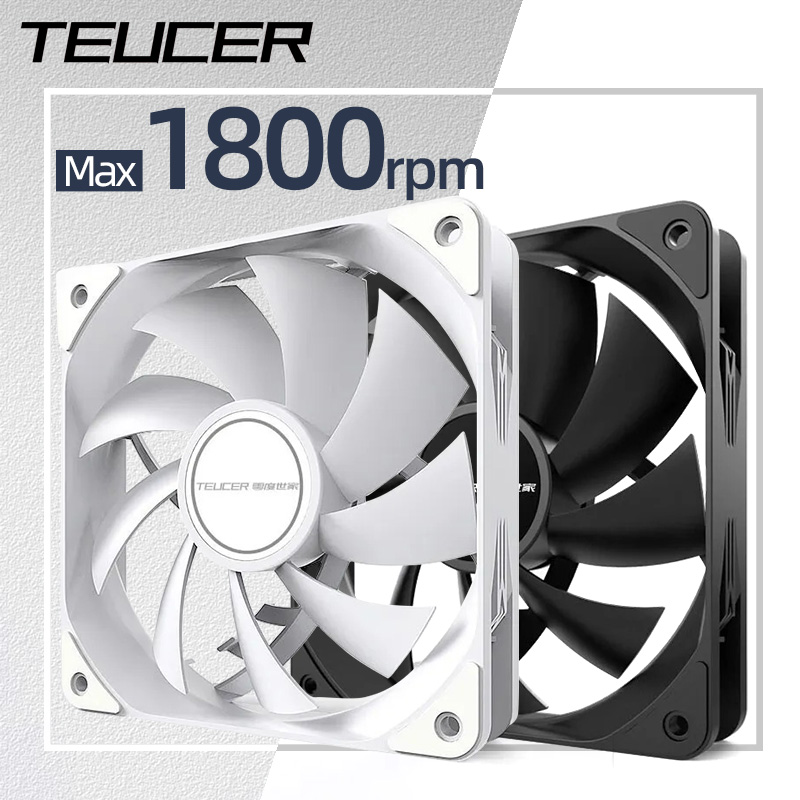 Pc Water Cooling - Teucer พัดลมแชสซี12cm, 1800RPM เงียบเคสคอมพิวเตอร์ CPU ระบายความร้อนหม้อน้ำ120mm