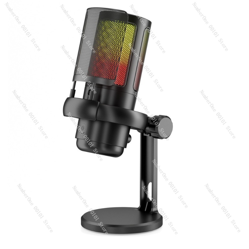 Pc Gaming Game - ไมโครโฟนคอนเดนเซอร์แบบตั้งโต๊ะ USB RGB ไมโครโฟนสำหรับเล่นเกมสำหรับการบันทึกการสนทนาในเกมพีซี