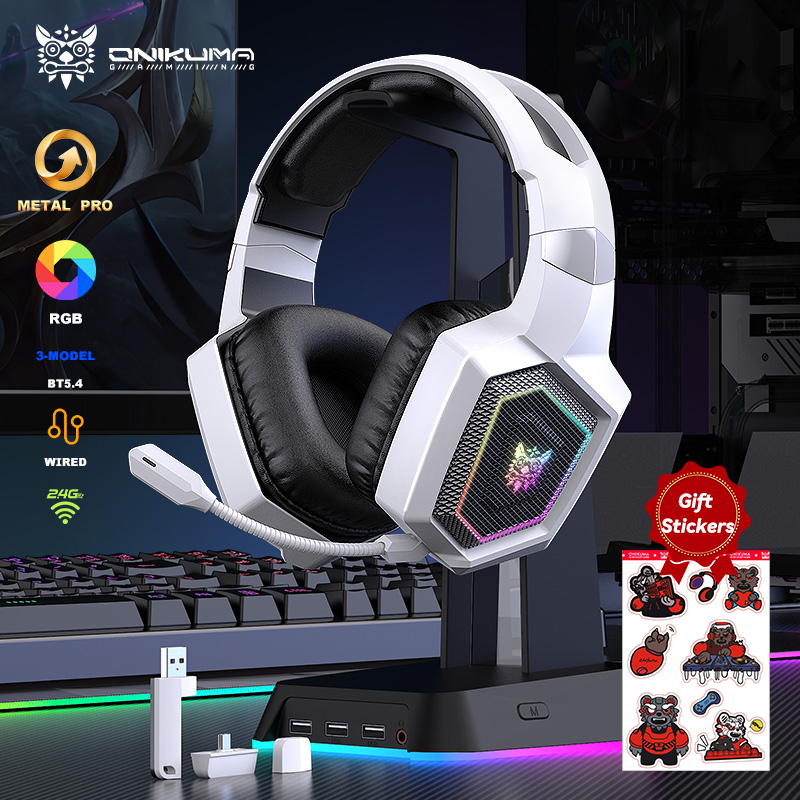 Pc Gaming Earphones - ONIKUMA ชุดหูฟังไร้สาย 2.4GHz สําหรับ PS5 PS4