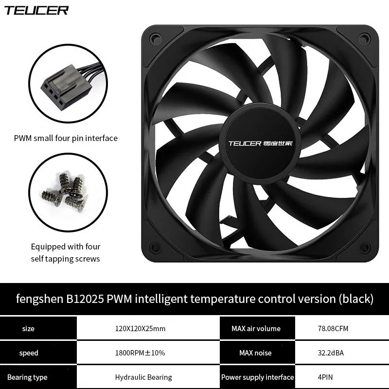 Teucer พัดลมแชสซี12cm, 1800RPM - Pc Water Cooling บทวิจารณ์และราคา